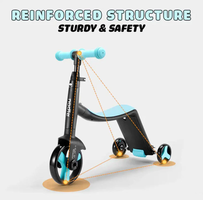 3-in-1 Kids Convertible Scooter – Tricycle, Balance Bike & Kick Scooter for Toddlers (Ages 1–5) ALAMASHI STORE