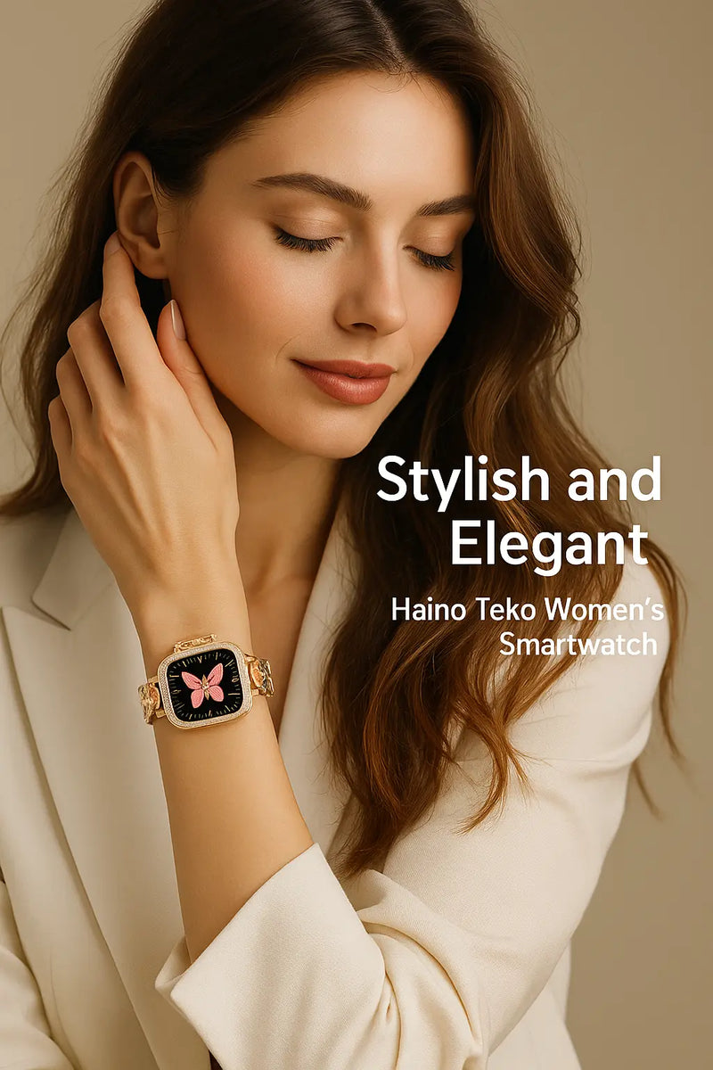Haino Teko Mini G-10 Women’s Smart Watch – Elegant Rose Gold with Butterfly Dial ALAMASHI STORE