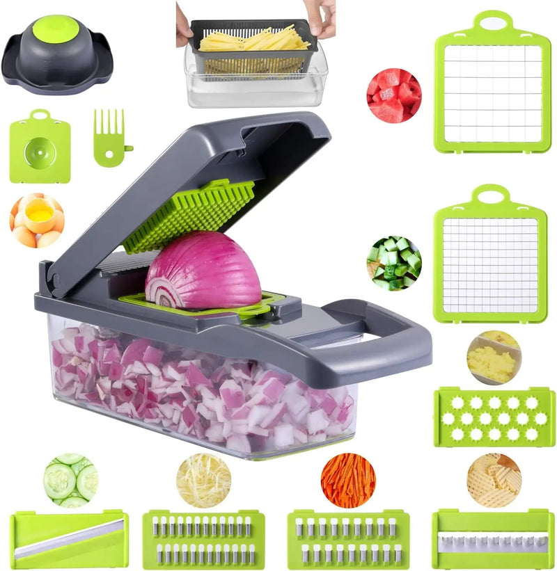 Vegetable Chopper 16-in-1 – Multifunctional Manual Cutter, Slicer & Dicer for Kitchen Use ALAMASHI STORE